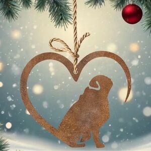 PUG RUSTIC CHRISTMAS ORNAMENT